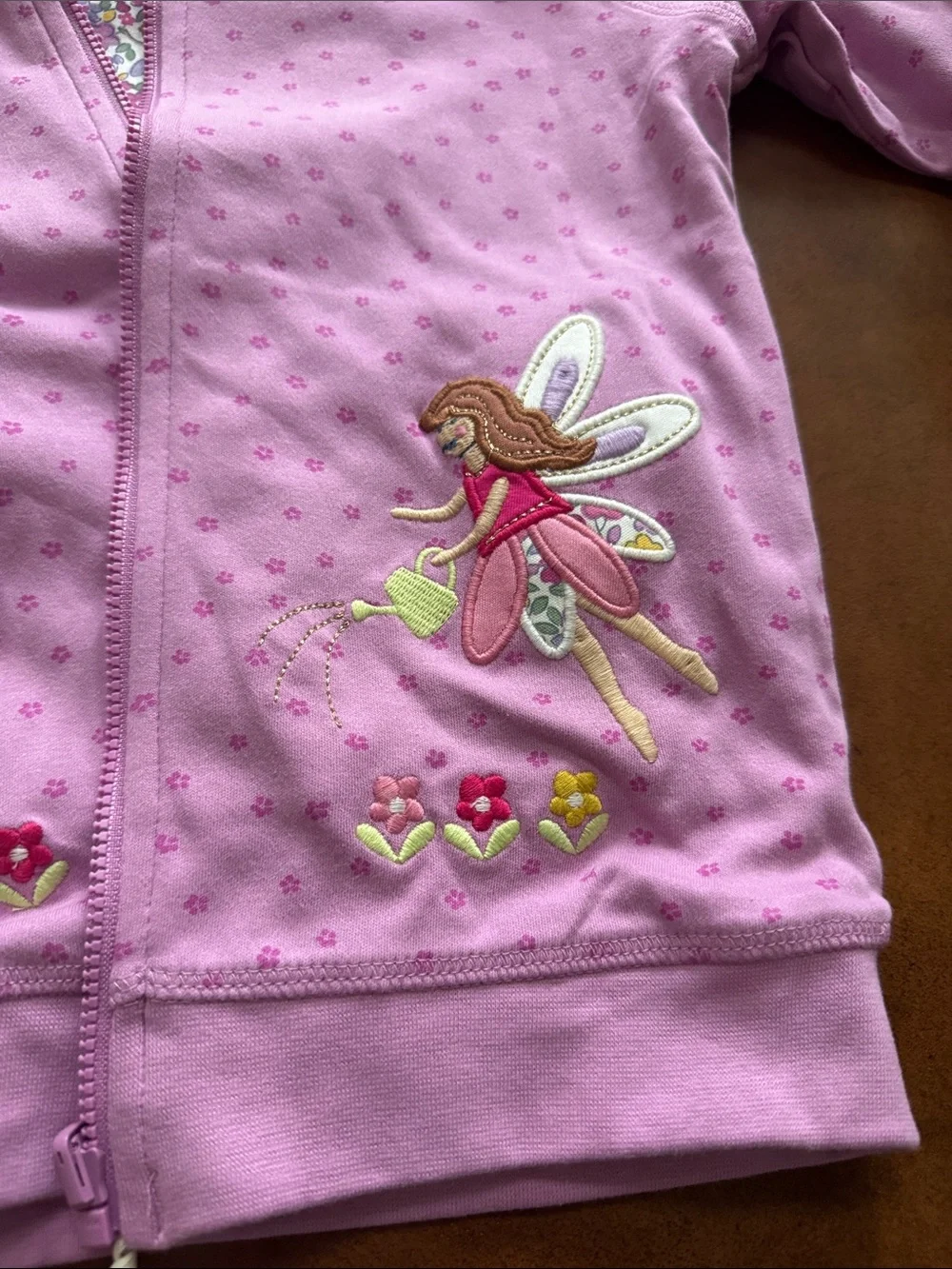JoJo Maman Bébé Purple Fairy & Toadstool Appliqué Reversible Hoodie